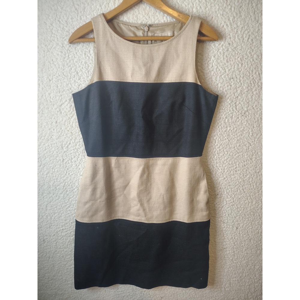 Banana Republic Tan Navy Colorblock Sleeveless Sheath Dress Size 10